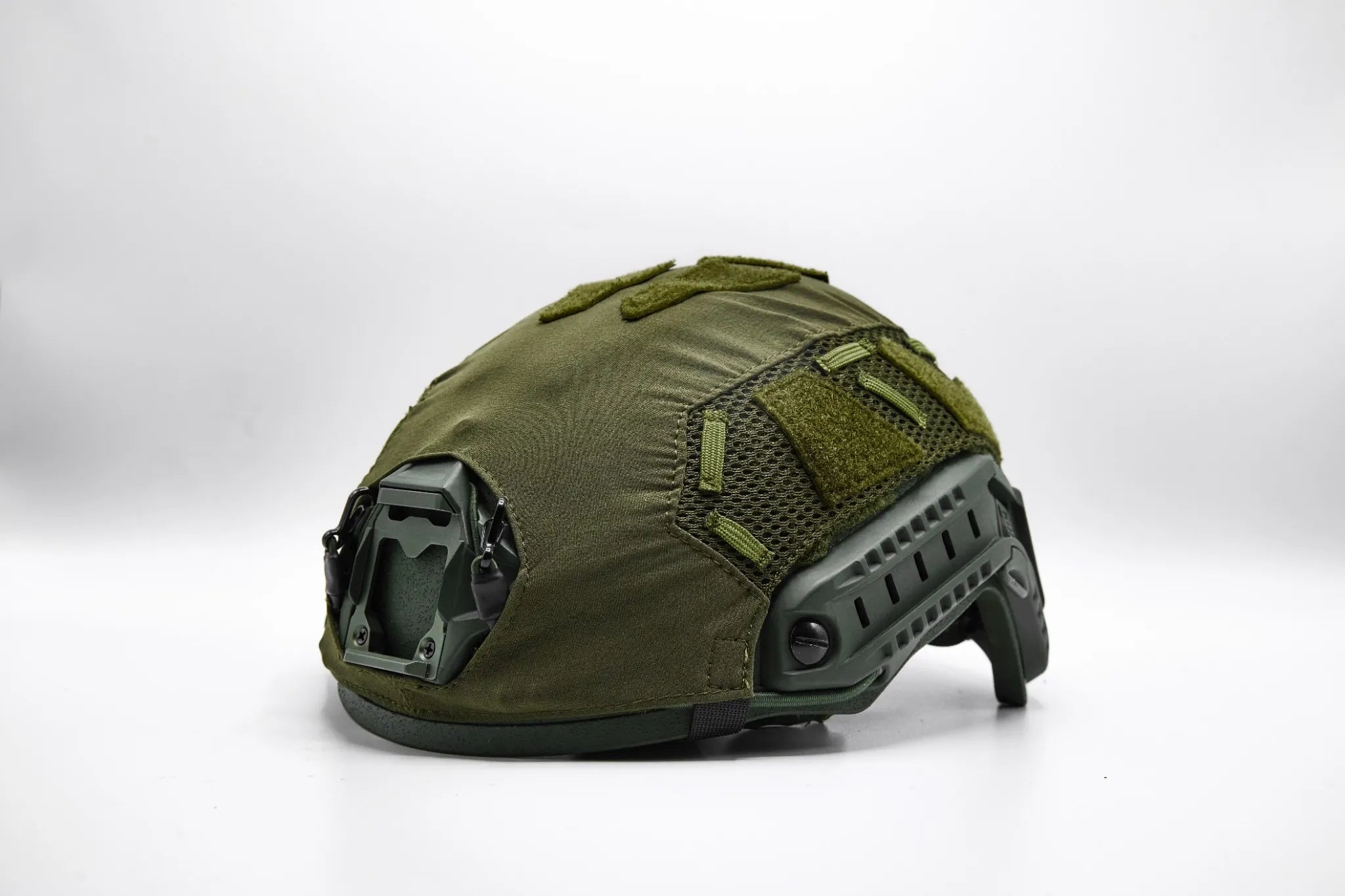 UNITAC NV Ranger Green tactical helmet cover side view high‐cut