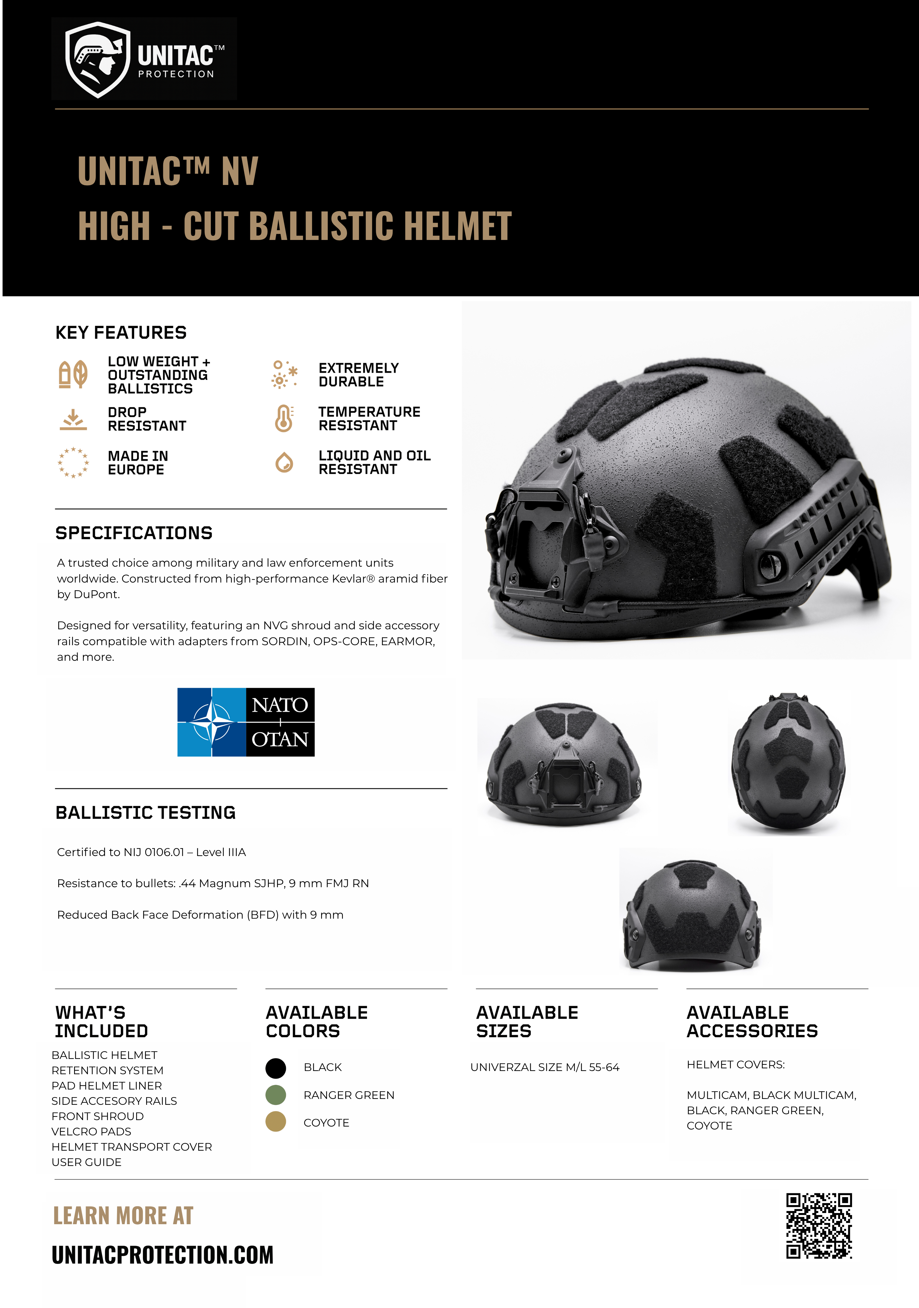 UNITAC™ NV-2 BALLISTISCHER HELM RANGER GREEN 